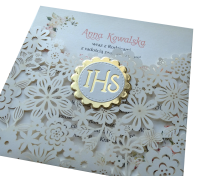 Zaproszenia na Komunię Boho Laser 3D IHS