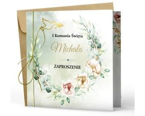 Zaproszenia na komunię Boho green
