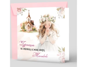 Zaproszenia na komunię GIRL akwarela II- 8 wzory 